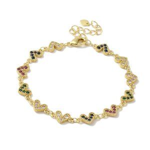 18k Gold Plated Colorful Heart Bracelet